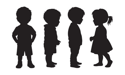 Standing Toddler Silhouettes Set - Young Boy and Girl
