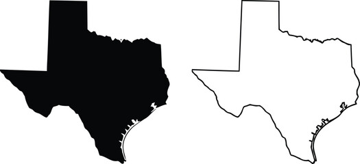 Texas state outline in black and white