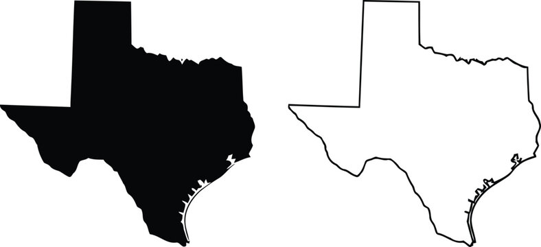 Texas state outline in black and white