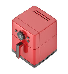Red air fryer on transparent background