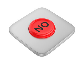Red round no button on transparent background