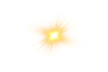 Yellow sun, a flash, a soft glow without departing rays. Star flashed with sparkles isolated on white background. Vector illustration of abstract yellow splash.