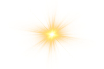 Yellow sun, a flash, a soft glow without departing rays. Star flashed with sparkles isolated on white background. Vector illustration of abstract yellow splash.