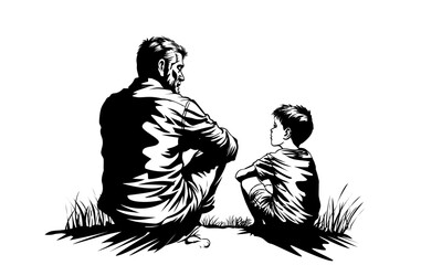 silhouette of a father talking to his son