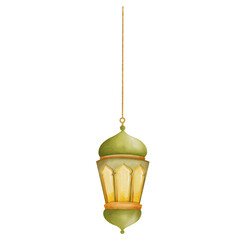 Watercolor Illustration of Hanging Lantern