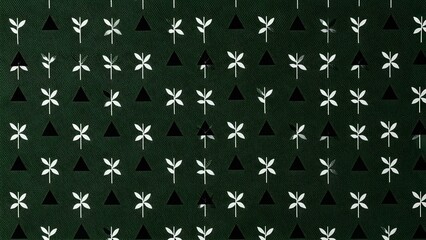 Deep Forest Green Minimalist Triangle Sprig Seamless Print