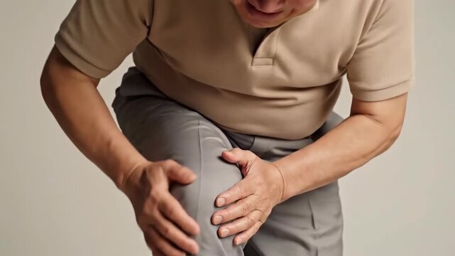 Elderly Man Experiencing Knee Pain And Discomfort While Trying To Stand Up Naturally