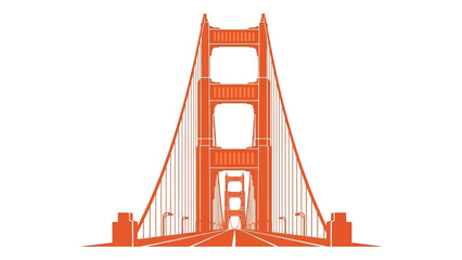 an artistic rendering showcases the iconic golden gate bridge in a simplified orange geometric style highlighting its structural design high quality professional detailed modern elegant