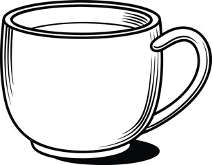 Mug Design in Clean Outline Style. Minimal Mug Design with Smooth Line Art. Modern Mug Illustration in Outline Strokes. Coffee Mug Design with Simple Line Style. Creative Mug Outline Design for Print