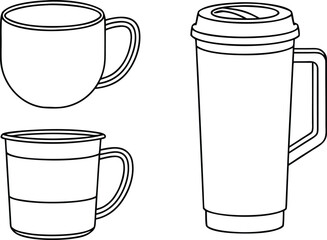 Mug Design in Clean Outline Style. Minimal Mug Design with Smooth Line Art. Modern Mug Illustration in Outline Strokes. Coffee Mug Design with Simple Line Style. Creative Mug Outline Design for Print