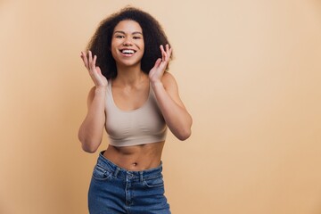 African American woman smiling expressing joy