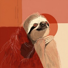 Naklejka premium Lovely sloth cartoon drawing high resolution picture