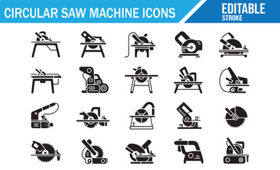 Vector Icons for Woodworking and Power Cutting Tools.