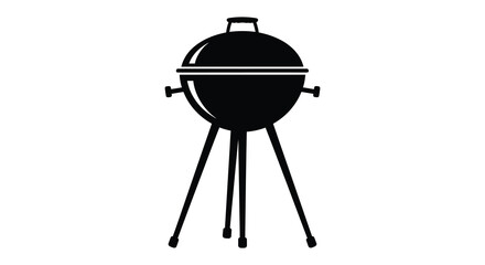 A striking black silhouette of a classic outdoor grill with a rounded design silhouette