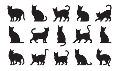cat silhouette set vector