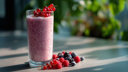 Healthy berry smoothie in glass