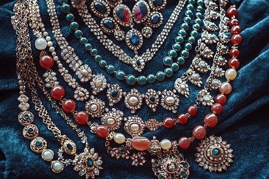 Luxurious necklace designs with pearl gemstone accents high resolution picture