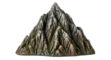 Miniature Rocky Mountain Peak with Moss Isolated on Black
