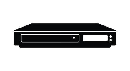A simple black silhouette of a modern dvd player a common home entertainment device silhouette