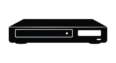 A black media player device with a rectangular shape and front panel a sleek silhouette