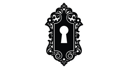 ornate black frame with a central keyhole design a striking visual silhouette