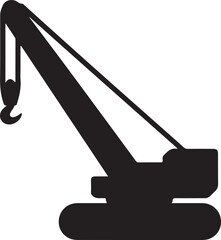 Construction crane Silhouette vector heavy equipment icon for building site and industry design
