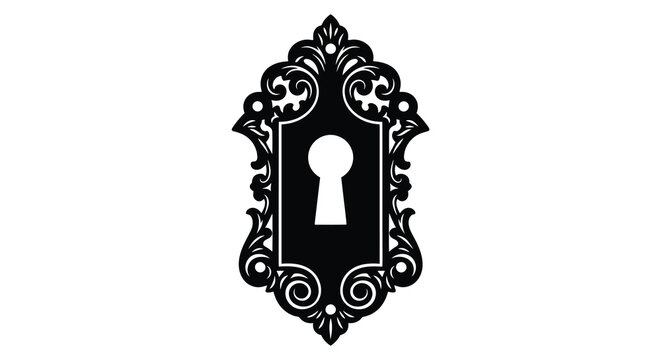 ornate black frame with a central keyhole design a striking visual silhouette