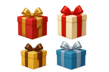Fototapeta premium Assorted gift boxes with bows celebrating special occasions, offering surprise, happiness, and festive joy on transparent background