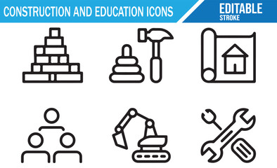 Vector Illustration of Construction and Learning Symbols.