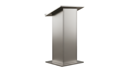 Modern Silver Podium Isolated on White Background lectern