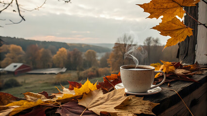 cup-of-hot-tea-with-steam-rising--autumn-leaves-a
