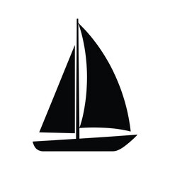 Sailing boat marine transport silhouette vector
