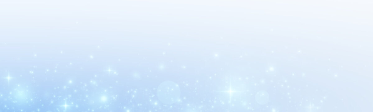 Festive background with sparkling dust and blue stars. Glitter bokeh lights isolated on a transparent background.