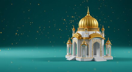 Golden Mosque Illustration on Transparent Background