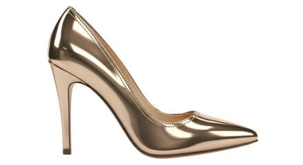 Gold Stiletto High Heel Shoe Isolated on Black metallic