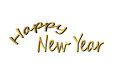 Fototapeta premium Happy New Year text in a stylish, festive font with a golden gradient effect on a white background, celebrating the upcoming year