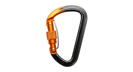 Obraz premium Orange and Black Climbing Carabiner with Screw Lock