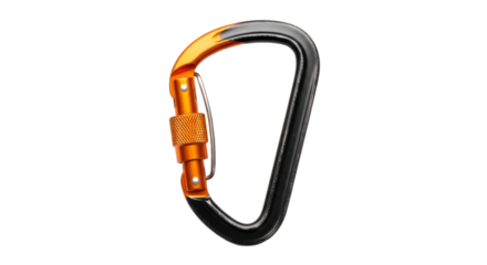 Orange and Black Climbing Carabiner with Screw Lock