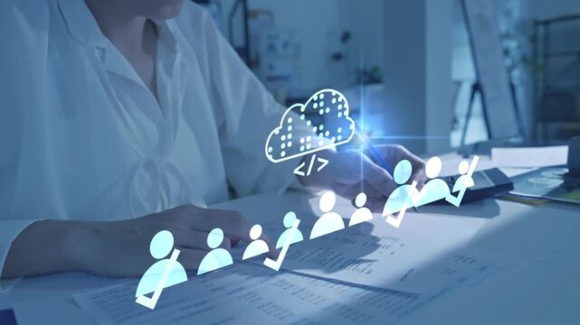 AI human resources and digital recruitment technology. Online job search system, smart resume screening, candidate selection, future workforce management, and cloud data analysis concept
