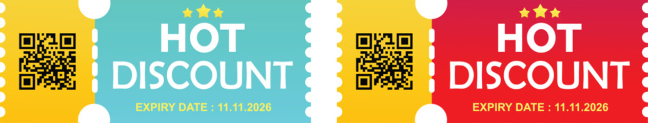 Scannable Discount coupon . Discount voucher with QR code