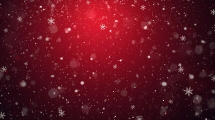 Fototapeta premium Abstract Red Winter Background with Falling Snow and Bokeh