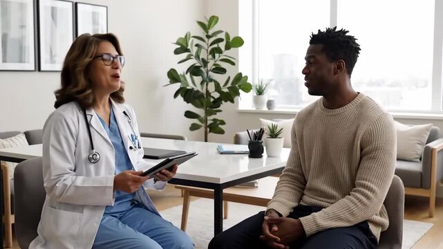 Compassionate Medical Consultation Between Doctor and Patient in Modern Clinic Setting