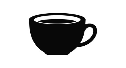 A simple black outline of a coffee cup with a handle a stark silhouette