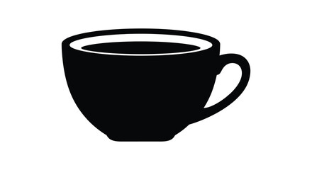 A simple black coffee cup illustration a classic design with bold outlines silhouette