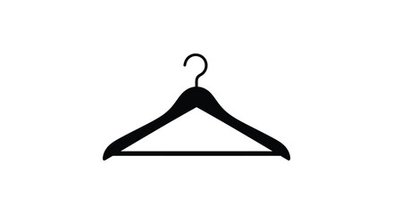 A simple black clothes hanger shown in a stark graphic presentation silhouette