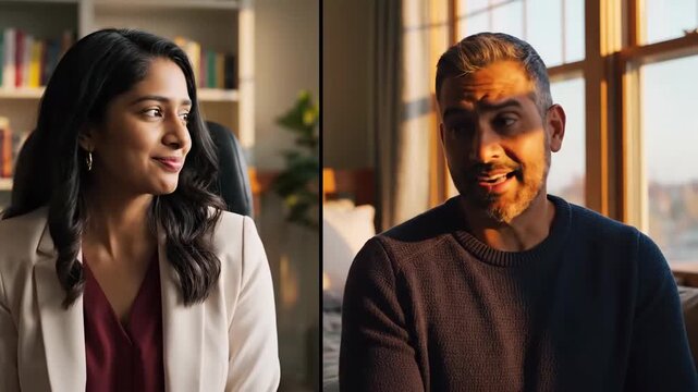 Diverse Conversations Between Business Professionals and Freelancers in Warm Office Environment