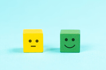 Sad or happy smiling face, mental health, attitude, positive and negative mind, influence of emotion, lifestyle and mood