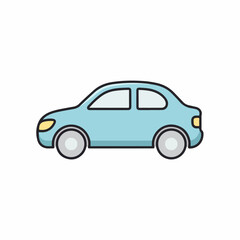Illustration of a Blue Sedan: A simple, sleek illustration of a blue sedan, a symbol of transportation and travel.