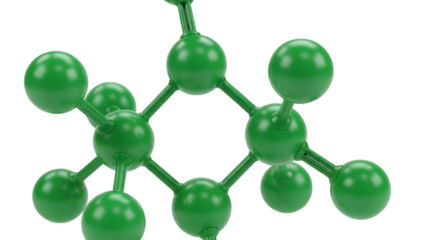 Green Molecular Structure Model on Black Background