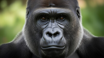 Obraz premium Close-up of a powerful male gorilla's face in its natural habitat